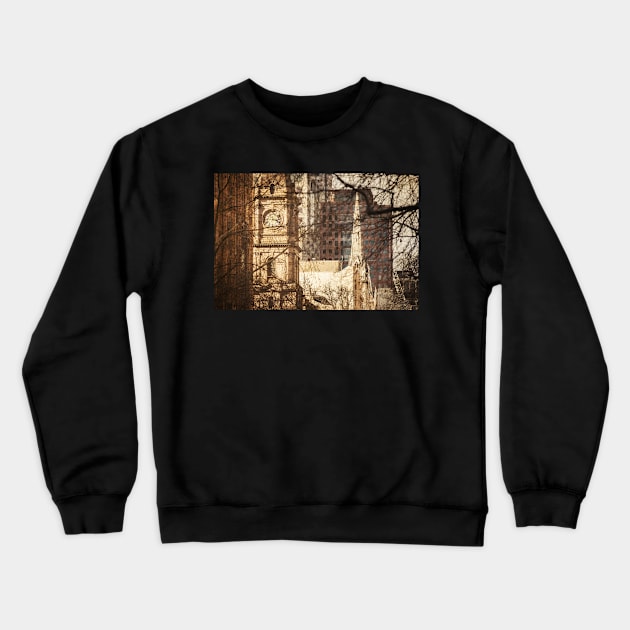 Melbourne Town Hall Through Plane Trees Crewneck Sweatshirt by melbournedesign